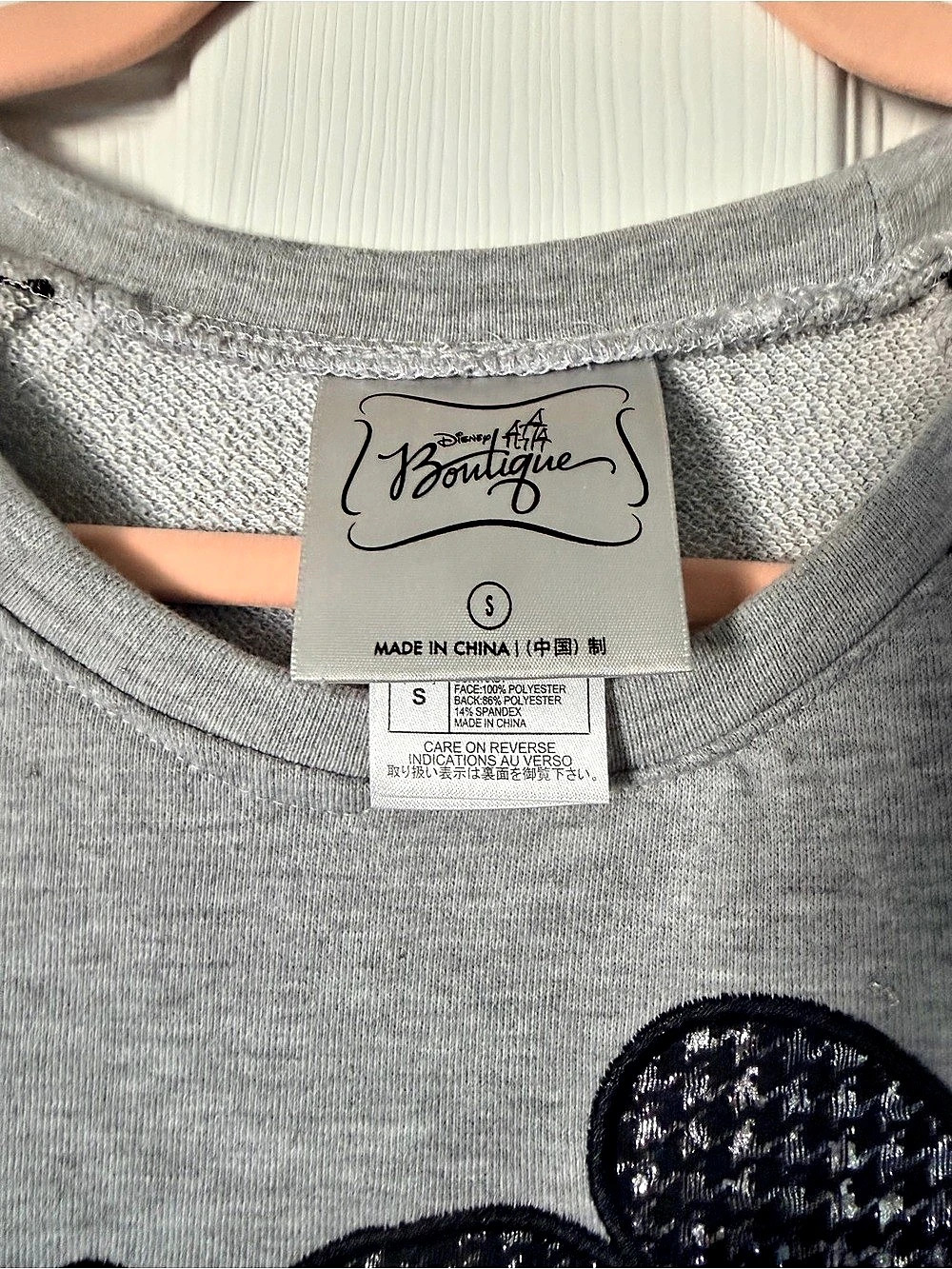 Disney Boutique Mickey Mouse Houndstooth Sweatshirt Gray Small - Picture 3 of 3